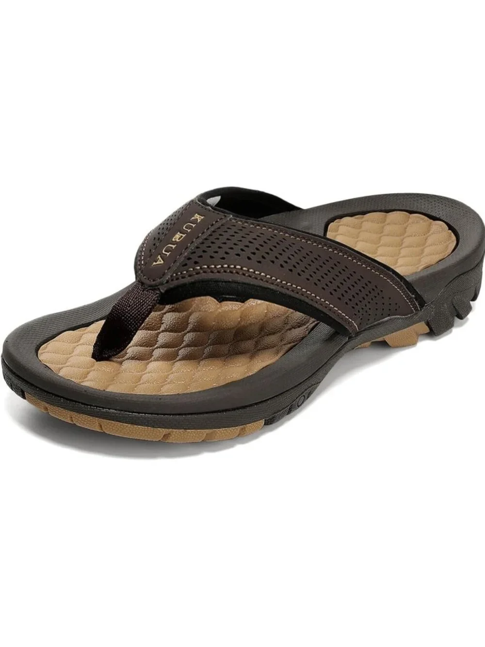 Men's Dark Brown Beach Flip-Flops Water Outdoor Athletic Thong Sandal Slipper